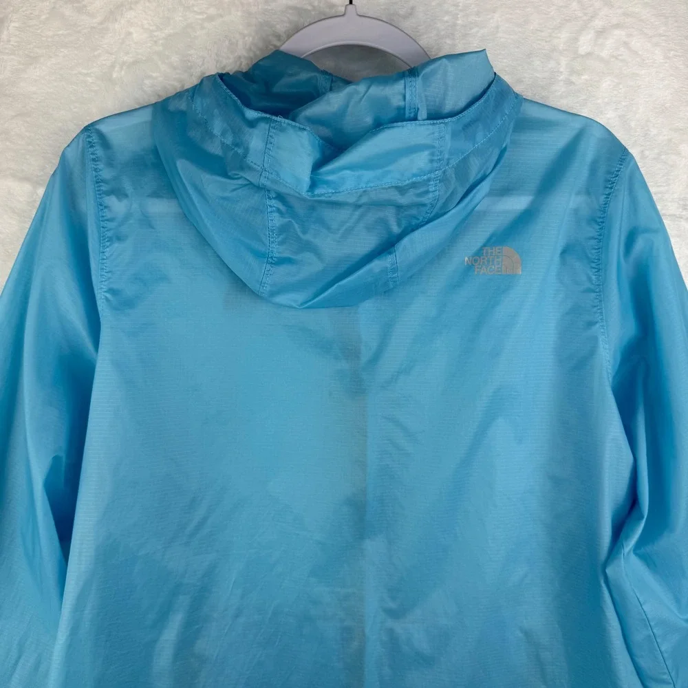 The North Face Womens Blue Ripstop Hooded Windbreaker Jacket‎ Full Zip Large